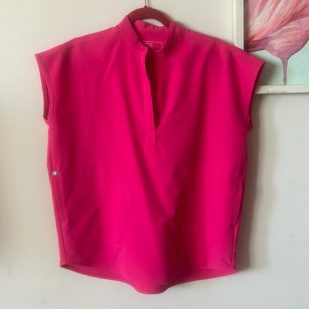 FIGS Hot Pink Sleeveless Medical Scrub Top